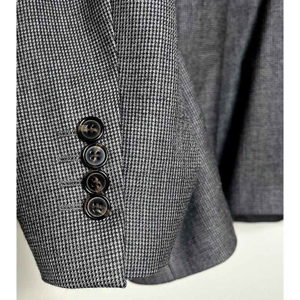 Ralph Lauren Mens Wool Tweed Blazer 46 Gray‎ 2 Button Sport Coat Jacket Career